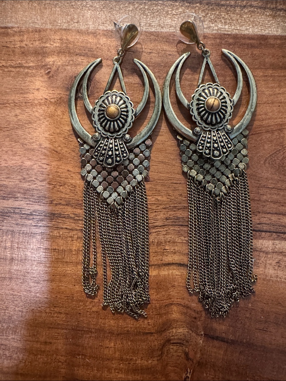 Free People Crescent Fringe Drop Earrings
